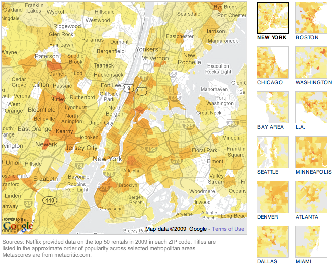 Netflix map of Brooklyn lists top movies by zip