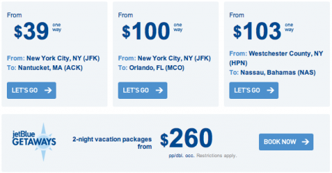 Fares to Nantucket and Martha’s vineyard are $39 on JetBlue today