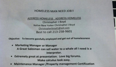 Would you hire a homeless person with a resume?