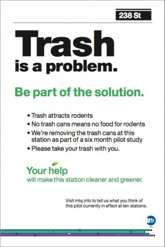 Like it or spike it? Getting rid of trash cans on the subway