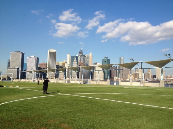 So here’s the pitch: Brooklyn Bridge Park has soccer fields now