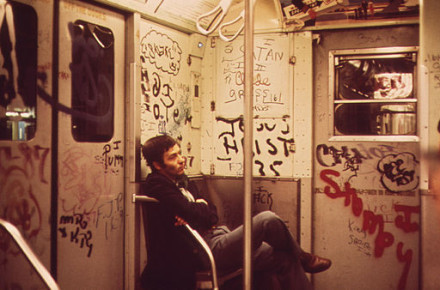 Graffiti subway car
