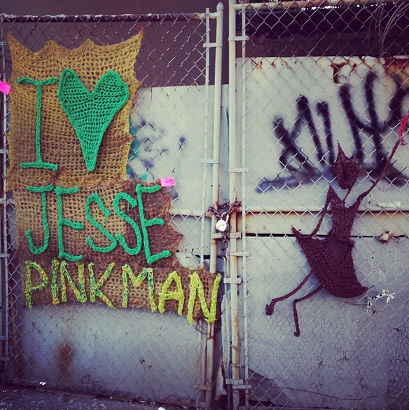 A yarn bomb farewell to Breaking Bad spotted in Bed-Stuy