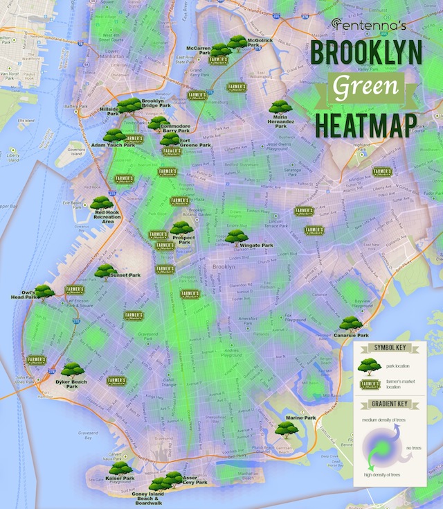 Brooklyn Green Heatmap lets you see how trees are dispersed in BK
