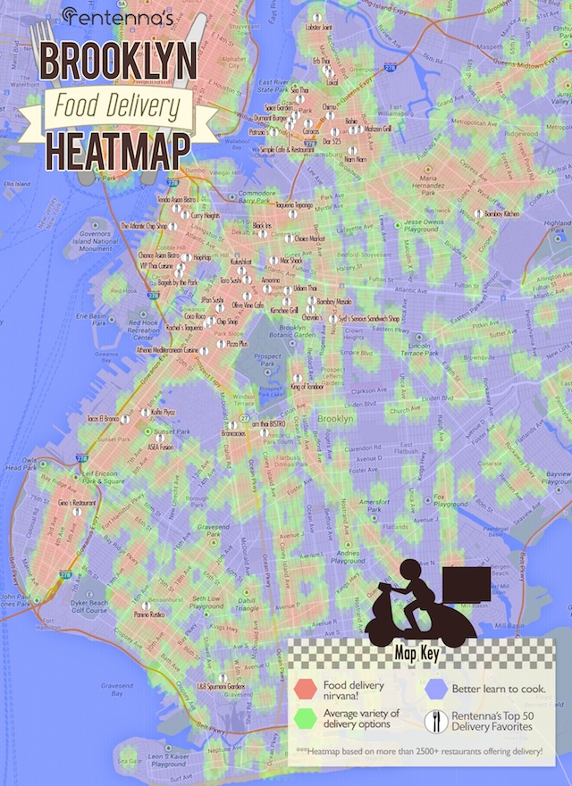 New food delivery heatmap asserts Brooklyn a food delivery paradise