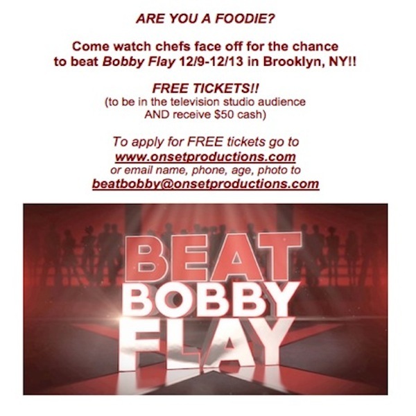 Bobby Flay is coming to Brooklyn, and you can get paid to see him here!