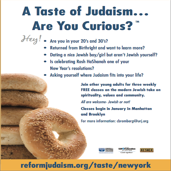 Hungry for Judaism? Just a taste or a nosh, maybe?