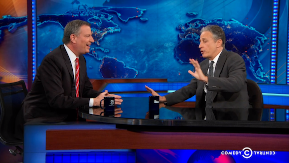 Bill de Blasio answered for his crimes against pizza on The Daily Show