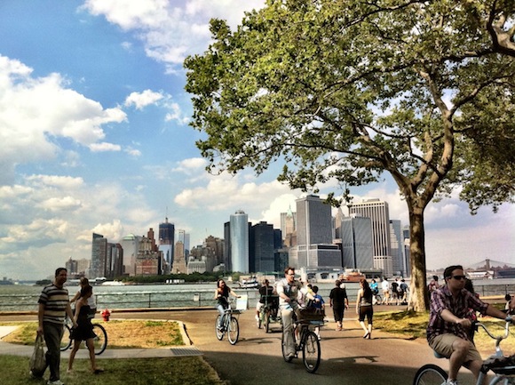 Rent a free bike on Governors Island every weekday