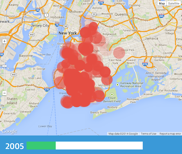 Fun/depressing map tracks every Brooklyn building demolition since 2003