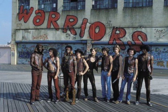 Recreating the Warriors' famous trip, leather vest optional.