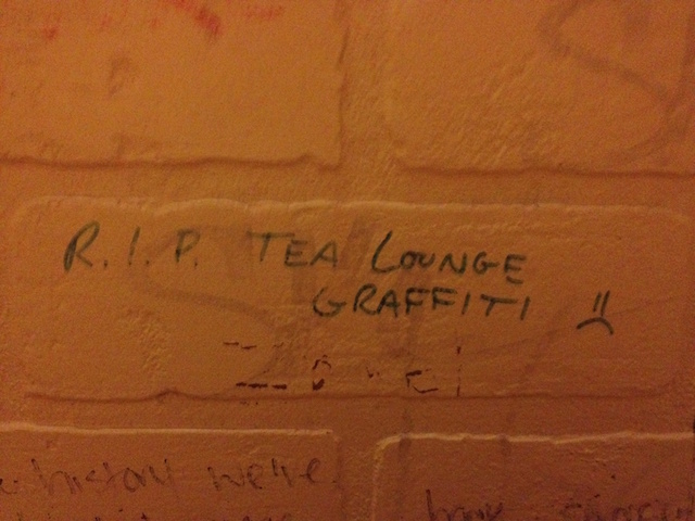 Tea Lounge patrons say goodbye with bathroom graffiti on final night