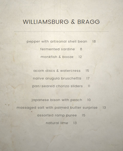 Be a small plate star with The Brooklyn Bar Menu Generator