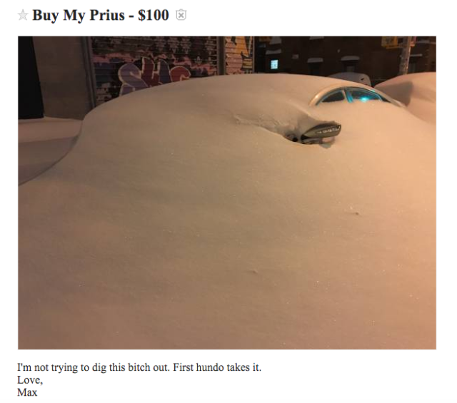 Monday linkage: Buy a snowed-in Prius for $100