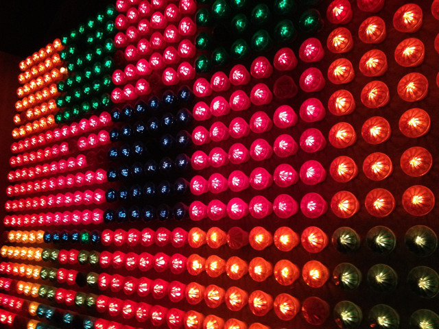 In the Diamond, there is a giant Lite Brite.