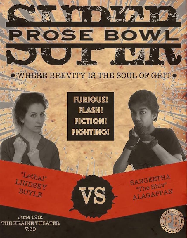 A poster shows off competitors from Sunday's Super Prose Bowl.