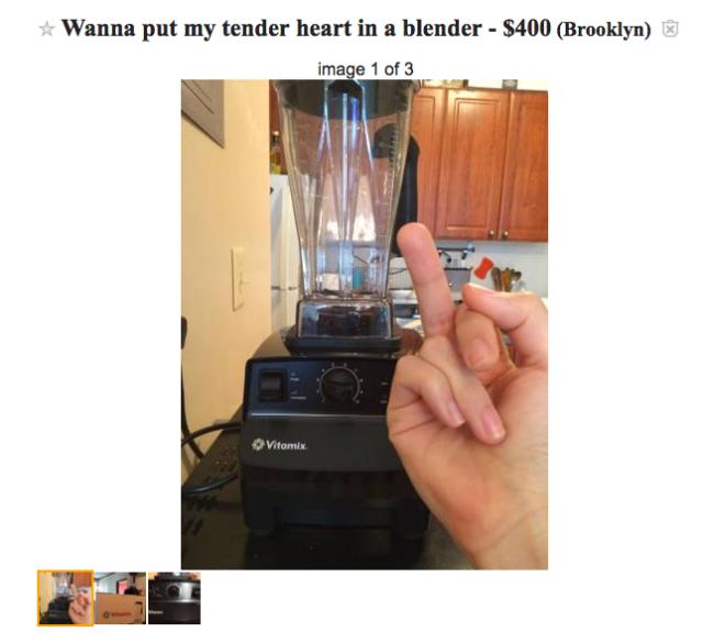 Brooklyn woman absolutely frappes guy who dumped her with world’s best Craigslist blender ad