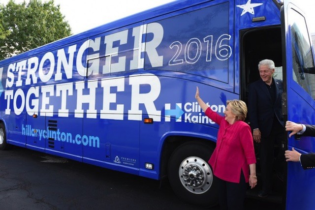 Ride the party bus for Hillary Clinton.