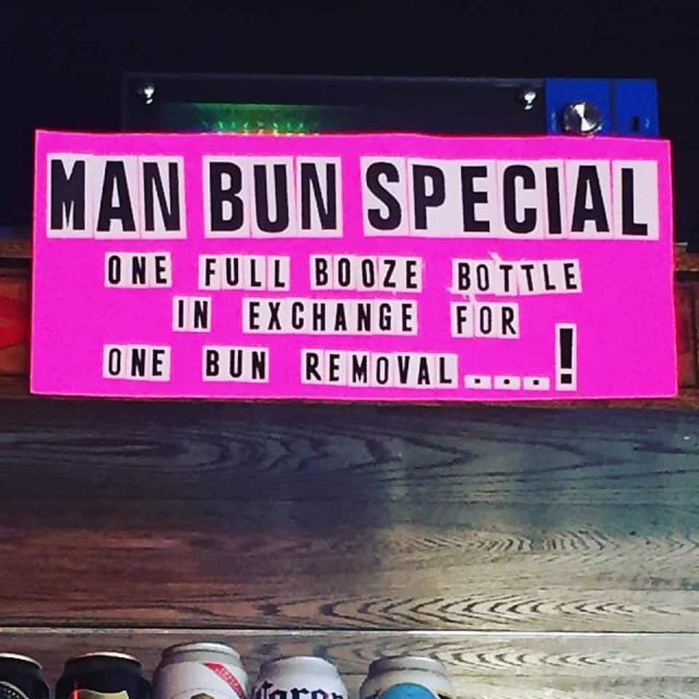 A hair-raising offer: Boobie Trap is offering free booze for anyone who chops off their man bun