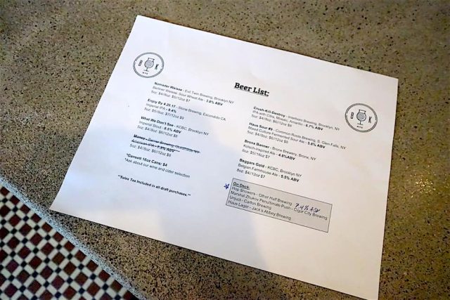 The opening menu at Beer Karma includes local options like KCBC and Interboro. 