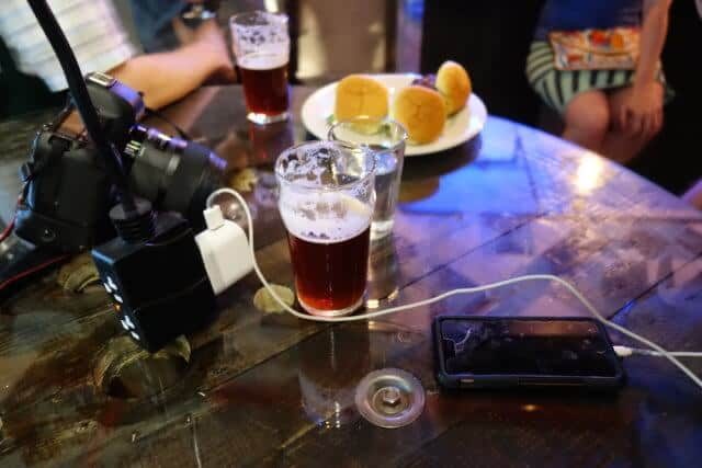 This might be the best thing about Randolph Beer DUMBO: Outlets. Everywhere. Photo by Cat Wolinski / Brokelyn